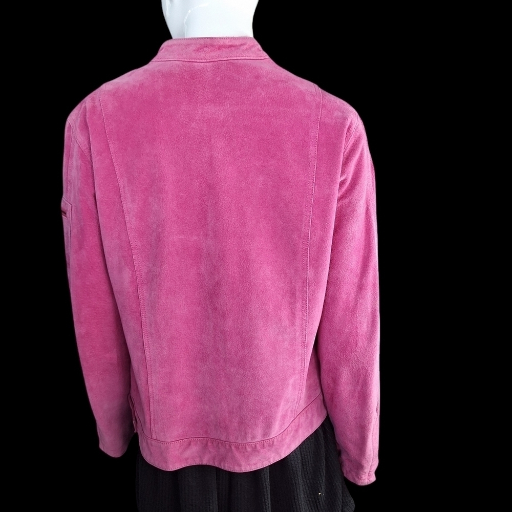 INC International Concepts Suede Pink XL Womens Jacket Silver Colored Zippers - Picture 2 of 16